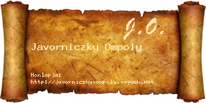 Javorniczky Ompoly névjegykártya